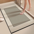 Detail view of anti-slip diatom mud bathroom mat with modern two-tone拼接 design - Rectangular Simple Living Style (Soft Velvet) / Warm Brown Grey / 40x60cm