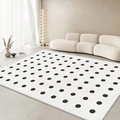 Modern minimalist white rectangular area rug with black polka dots for living room decor - 40*60cm (Imitation Cashmere) / Black and White Polka Dots