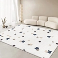 Modern minimalist white faux cashmere rug with blue and brown geometric abstract blocks - 40*60cm (Imitation Cashmere) / Staggered Space
