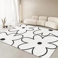Modern minimalist black and white floral cashmere-like rug for a stylish living room - 40*60cm (Imitation Cashmere) / Flourishing Flowers