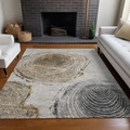 Modern geometrisch vloerkleed met houtnerf in grijs en beige voor de woonkamer - Imitatie kasjmier / Jaarringen Houtnerf Patroon (SBT-JIANYUE-2) / 40cmX60cm
