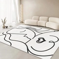 Detail of minimalist faux cashmere rug with black abstract line art and heart design - 40*60cm (Skin-friendly Velvet) / Intersecting Time