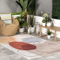 Modern geometrisch vloerkleed met abstracte kleurblokken in een stijlvolle patio-omgeving - Imitatie kasjmier / Meerkleurig Abstract Blokpatroon (SBT-JIANYUE-5) / 40cmX60cm