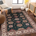 Detailed teal Persian rug with geometric motifs on a natural wooden floor in a living room - 40*60cm (Skin-friendly Velvet) / Teal Vintage Style (BBS-7)