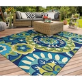 Detail of floral mandala outdoor rug on wooden deck with wicker patio furniture - Mandala Pattern 24 / 40*60cm (Skin-friendly Velvet)