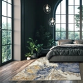 Detail of modern marble pattern rug in navy and gold for luxury living room - Blue Gold Marble (SBT-JIANYUE-12) / 40x60cm (Skin-friendly Velvet)
