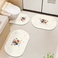 3-piece absorbent diatom mud bathroom mat set with cute cartoon bear and U-shaped toilet rug - Party Bear Skin-Friendly Velvet / Small