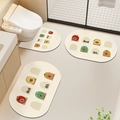3-piece absorbent Kapibara bath mat set with U-shaped toilet rug and cute oval mats - Capybara Baby Skin-Friendly Velvet / Small