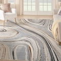 Detailed overhead view of modern abstract rug with marble texture in beige and grey tones - 40*60cm (Skin-friendly Velvet) / Natural Agate Texture (Gray/Beige/Brown)
