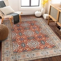 Detailed Persian rug texture with vintage floral medallion patterns in living room - 40*60cm (Skin-friendly Velvet) / Deep Red and Navy Blue Medallion Style (BBS-18)