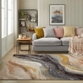 Macro view showing abstract marble texture and soft plush fibers of the living room rug - 40*60cm (Skin-friendly Velvet) / Ink Marble Art (Gray/Gold/Beige/Brown)
