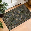 Zerbino vintage stile persiano con motivo floreale e uccelli su pavimento - 40x60cm / verde scuro