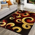 Alfombra nórdica moderna abstracta con remolinos rojos y dorados para sala de estar - Nube Espiral Abstracta (Café/Rojo/Oro/Amarillo) / 40x60cm