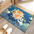 Close-up of Chinese style bath mat with traditional clouds and Lucky Waves patterns - National Trend Feng Shui Treasure Land Blue A / 40*60cm (Skin-friendly Velvet)