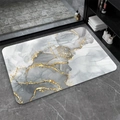 Absorbent diatom mud bath mat with luxury grey marble texture and gold foil line patterns - Marble-1 / 40*60cm (Skin-friendly Velvet)