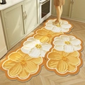 3D-Blumenmuster Küchenteppich mit rutschfester Rückseite und gelb-weißer Textur - Orange Und Weiß / 40*60cm (Neu Kieselgur)