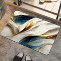 Detail of luxury marble pattern bath mat with blue and gold abstract fluid art texture - Marble-7 / 40*60cm (Skin-friendly Velvet)