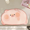 Cute pink pig shaped diatomaceous earth bath mat with soft absorbent plush texture - 40x60cm / Pink Piggy Style 1