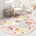 Alfombra redonda nórdica infantil con zorros y árboles sobre suelo de madera clara - 40*40cm / Rojo Óxido-Falso Cachemir
