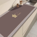 Absorbent diatomite kitchen counter mat with floral pattern and gold trim in dark purple - 30*50cm / Pink Floral