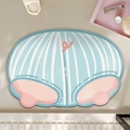 Pink and blue cartoon pig butt non-slip diatom mud bath mat with stripes and tail - Dy Little Pig - 6 / 40*60cm (Skin-friendly Velvet)