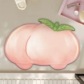 Pink peach shaped absorbent diatom mud floor mat with cute green leaf decoration - Dy Little Pig - 7 / 40*60cm (Skin-friendly Velvet)