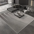 Close-up of light grey geometric rug showing fine fabric texture and edge stitching - 40*60cm / Light Gray Geometric Lines