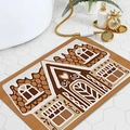 Absorbent Christmas gingerbread house bath mat with non-slip backing for bathroom decor - Gingerbread House Heart Window Style (JQ240709-2) / 40x60cm Diatom Mud