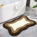 Moderne golvende badmat van imitatie kasjmier met bruin en beige kleurvlakken op vloer - 40*60cm / Bruin En Beige Golfstijl(LTG001)
