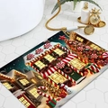 Christmas diatom mud bath mat with snowy candy house and tree on white tile floor - Christmas Tree Snowman Candy House Style (JQ240709-3) / 40x60cm Diatom Mud