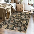 Luxurious European style paisley carpet in a cozy bedroom setting on wooden floor - Dark Paisley Floral (JYZ423-6) / 40x60cm