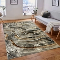 Modern abstract marble pattern rug with grey and gold fluid texture for living room - 40x60cm / Abstract Fluid Marble (Gray/Black/Gold/White)