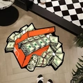 Dettaglio del tappeto a forma di scatola di scarpe con banconote da 100 dollari - 40*60cm (Simil Cachemire) / Design Scatola di Scarpe Dollaro