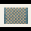 Rectangular blue and beige checkerboard faux cashmere carpet with non-slip texture - 40*60cm / Blue Brown Checkerboard