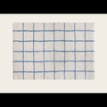 Faux cashmere checkered rectangular area rug in off-white with blue grid pattern - White Checkered Blue Stripes / 40*60cm