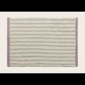 Soft faux cashmere rectangular rug with beige base, blue stripes and purple edges - Purple-edged Light Blue Horizontal Stripes