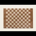 Rectangular brown and cream checkerboard faux cashmere rug with soft plush texture - Checkerboard Brown