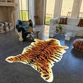 Modern tiger print faux cashmere rug with non-slip backing for living room decor - 40*60cm / Imitation Cashmere / Yellow and Black Tiger Print