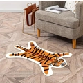 Cartoon tiger shape faux cashmere rug with vibrant orange and black stripes for living room - Tiger / 40*60cm (Faux Cashmere)