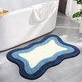 Modern wavy faux cashmere bath mat with blue and white tricolor拼接 design for bathroom - 40*60cm / Deep And Light Blue Wave Style(LTG005)