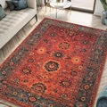 Close-up of bohemian style faux cashmere rug with vintage floral patterns in living room - Red Blue Green / 40*60cm (Faux Cashmere)