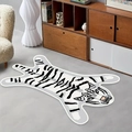 Detailed view of a white tiger-shaped cashmere rug on a modern minimalist floor - White Tiger / 40*60cm (Skin-friendly Velvet)