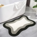 Modern irregular wave faux cashmere bathroom mat with black and grey tricolor design - 40*60cm / Black White And Gray Wave Style(LTG007)