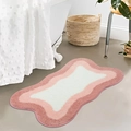 Modern wavy pink faux cashmere bath mat in layered heart shape for bedroom or bathroom - 40*60cm / Deep And Light Pink Wave Style(LTG008)
