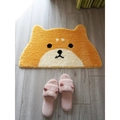 Detail of Shiba Inu shaped faux cashmere mat with fluffy pink slippers on wooden floor - Little Beary / 40*60cm (Skin-Friendly Surface)