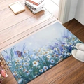 Absorbent diatom mud door mat featuring blue butterfly and white daisy floral pattern - Butterfly and Daisy