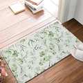 Absorbent diatomite door mat with green eucalyptus leaves on light gray background - Sage Eucalyptus