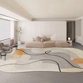 Tappeto irregolare minimalista moderno con motivi geometrici arancioni e blocchi grigi - Finto cashmere / Stile Blocco Crema Arancio Grigio / 40x60cm