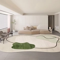Tappeto minimalista moderno in finto cashmere con forme irregolari e motivi astratti - Finto cashmere / Stile Patchwork Verde Scuro Chiaro / 40x60cm
