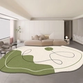 Irregular minimalist faux cashmere rug with olive green and beige abstract wave design - Imitation Cashmere / Olive Green Cream Wave Style / 40x60cm